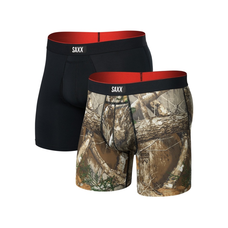 SAXX Boxershorts Multisport Mesh Boxer Brief Fly Graphic Realtree/black Men's - 2 pieces